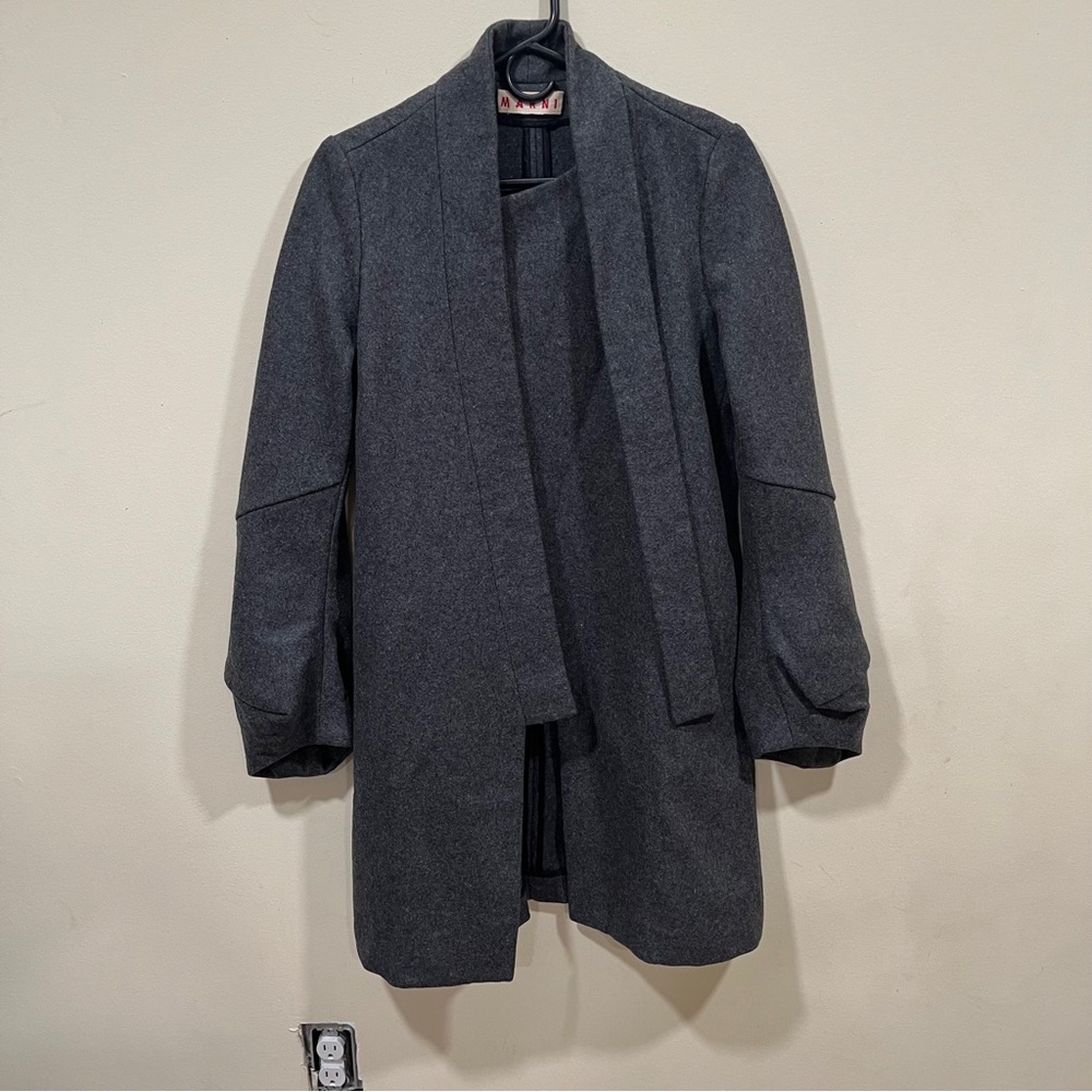 EUC Marni Neck-Tie Bell Sleeve Jacket Charcoal Felt Size 38